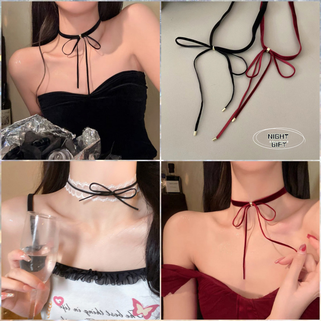Necklace Bow Choker Lace Velvet Luxurious And Modern. Choker Necklace