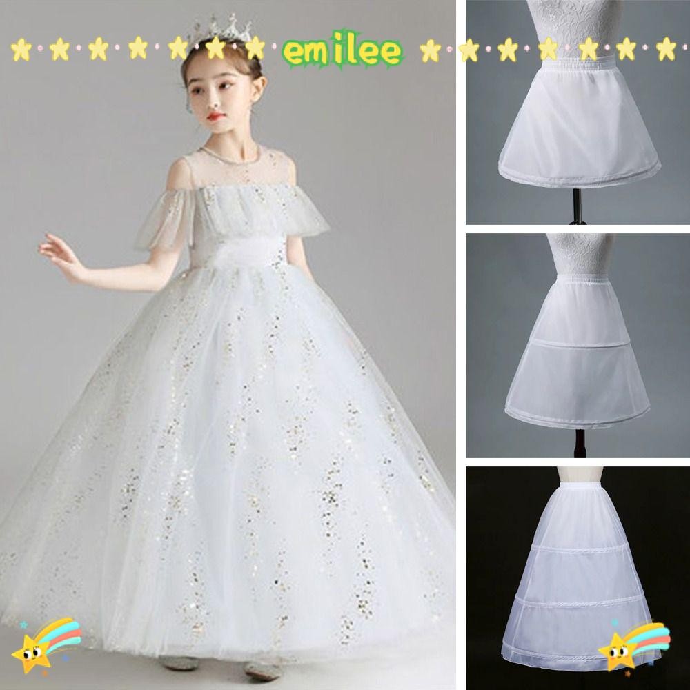 EMIL Crinoline Skirt, 1/2/3 Hoops White Girls Petticoat Crinoline, Wedding Accessories Short Ball Gown Petticoats Children