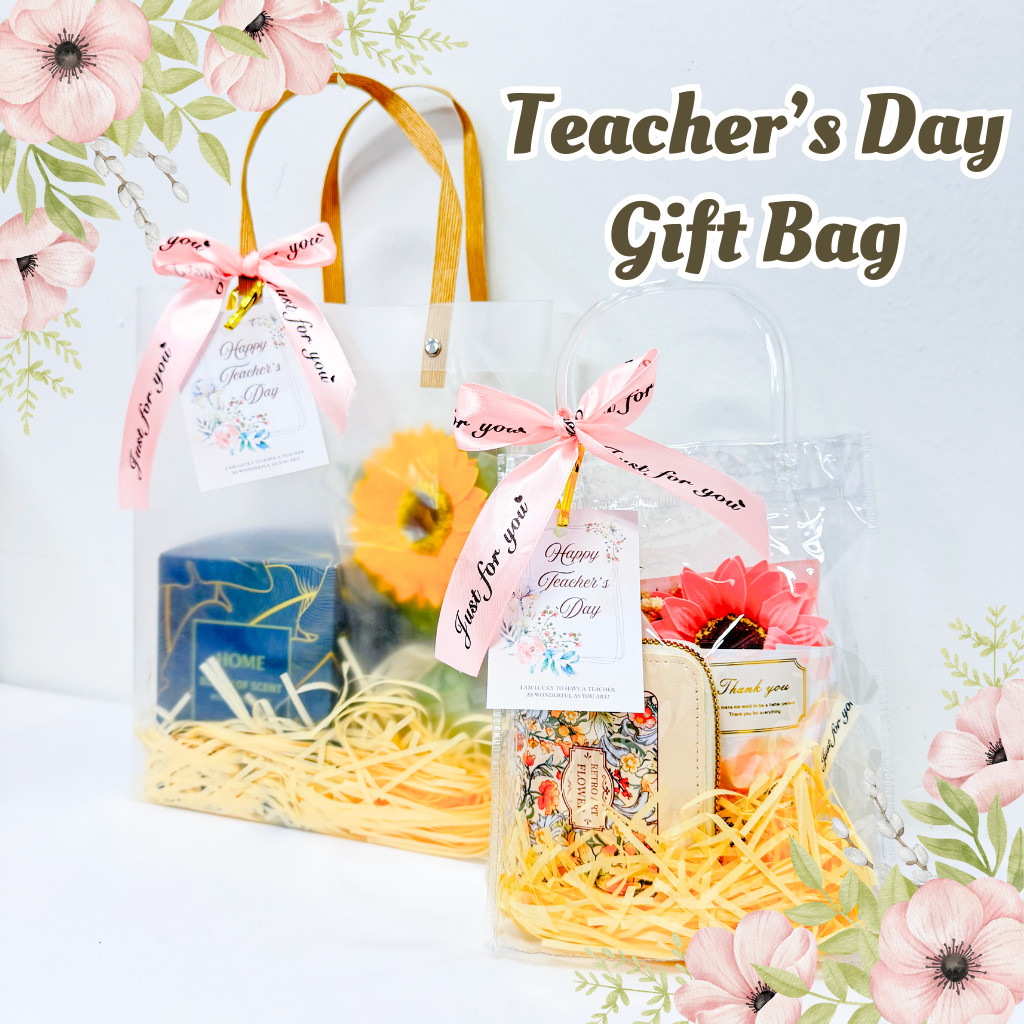 Teacher's Day Gift Bags Soap Flower Scented Candles Card Holder Hand Cream Handheld Fan Appreciation Present