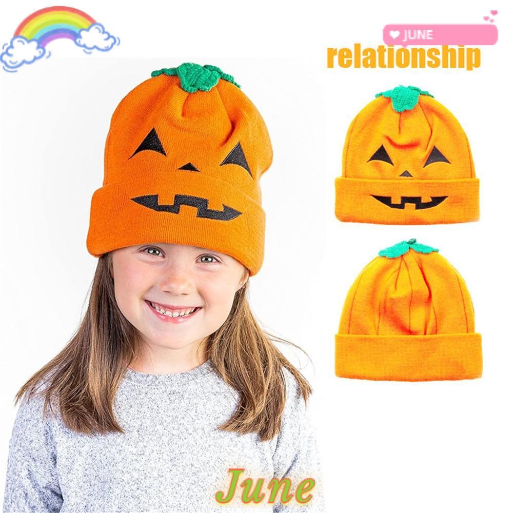 JUNE1 Parent-children Beanies, Cute Halloween Pumpkin Ghost Hat, Cute Halloween Outfit Accessories Winter Warm Knit Beanie for Child Adult