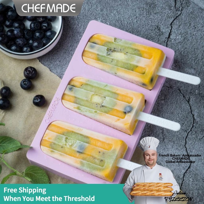 [CHEFMADE.os] Traditional Silicone Ice Cream Moulds Food Silicone Molds Dessert Maker Ice Cream Stick Homemade
