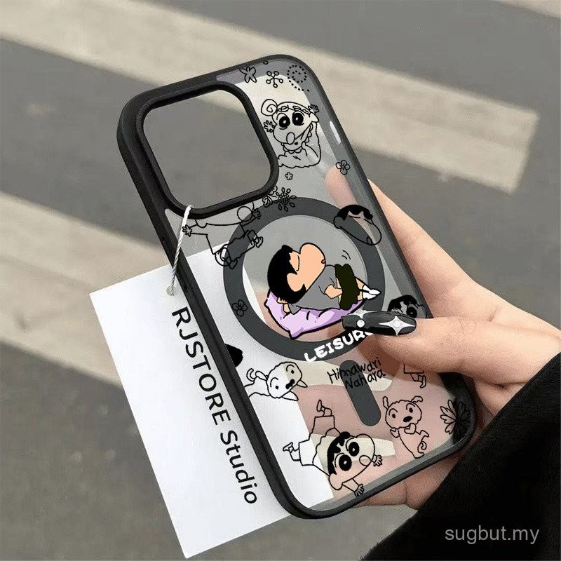 Night Sleepy Sleep Shin-Chan Innovative New Style PC Magnetic Phone Case Suitable for iPhone 11promax 12promax 13promax 14promax 11 12 13 14 15 16 pro max 14plus 15plus Shock-resistant Acrylic Case