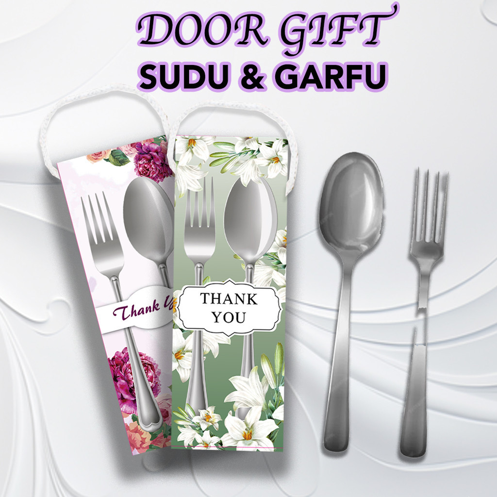 1SET PROMOSI DOORGIFT SUDU GARFU / STAINLESS STEEL CUTLERY / DOORGIFT SPOON AND FORK / SUDU DAN GARFU