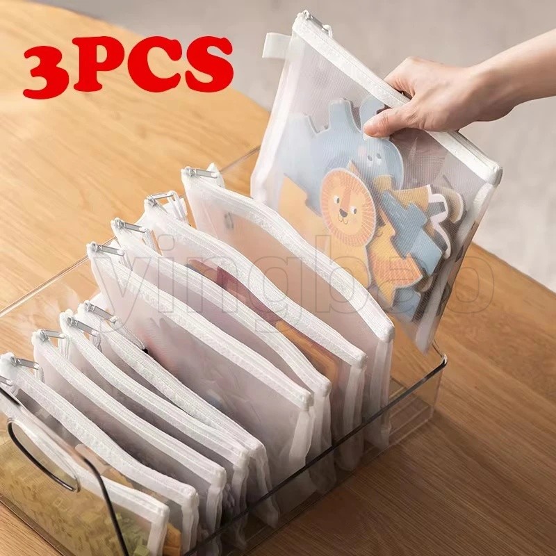 3pcs Toy Storage Bag Zipper Puzzle Subpackage Toy Organizer Transparent Children's Room Organization Small Child Storage Bag for LEGO