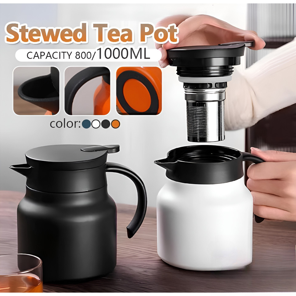 Tea Pot 316 Stainless Steel Thermal 1000ml/1300ml Insulation Portable Coffee Kettle Stewed Teapot Jug With Filter