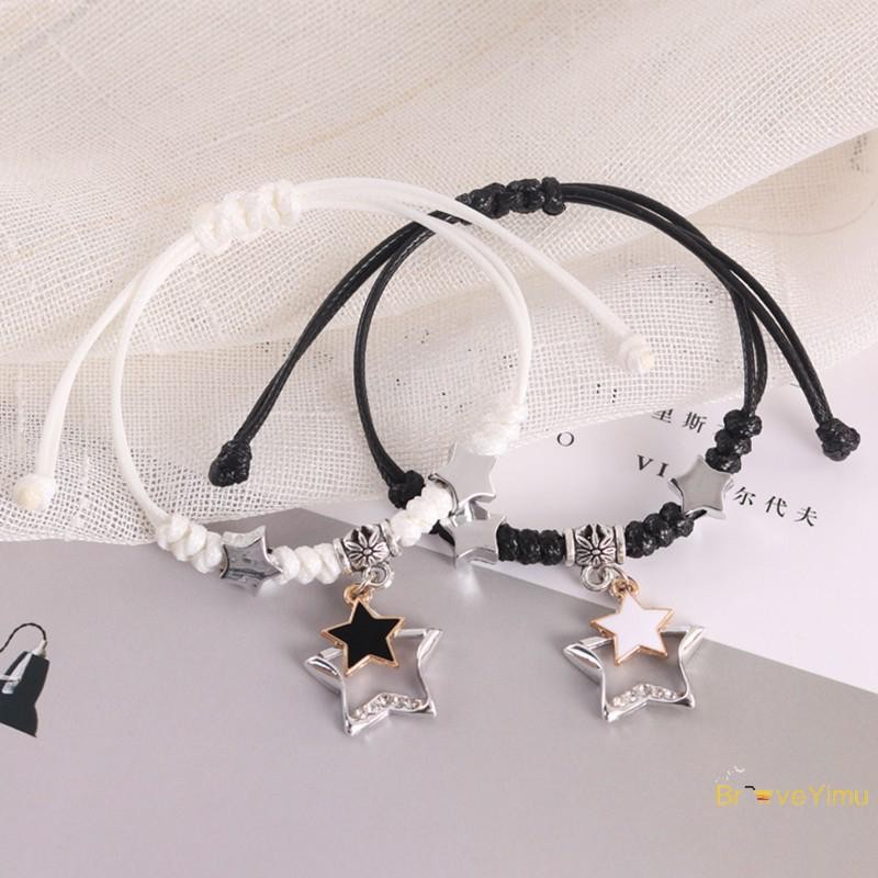 [BraveYimu] Couple Star Bracelet For Lover Women Men Hand Crafted Adjustable Rope Friends Relationship Matching Bracelets Jewelry Gift New