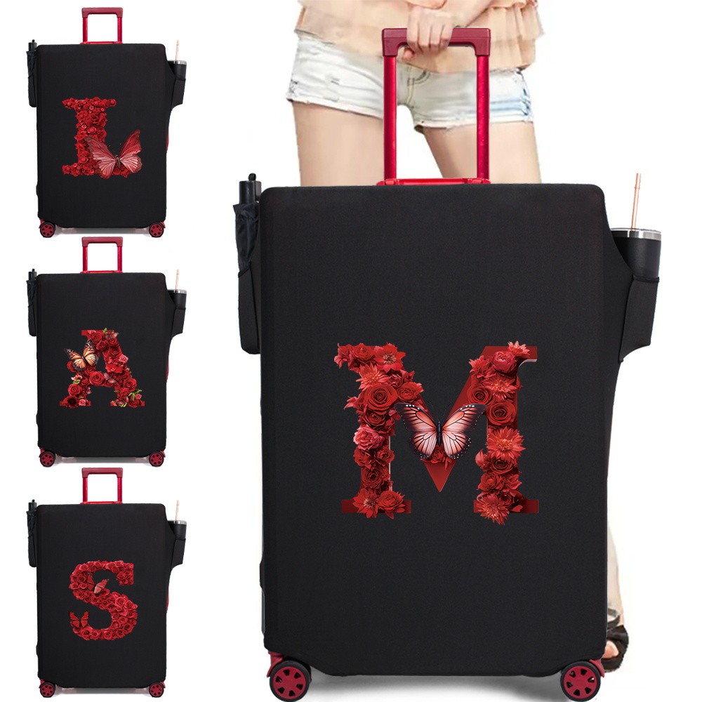 Luggage Cover Travel Fashion Single Item Beautiful Washable Luggage Protective Cover Dustproof Red Rose Pattern