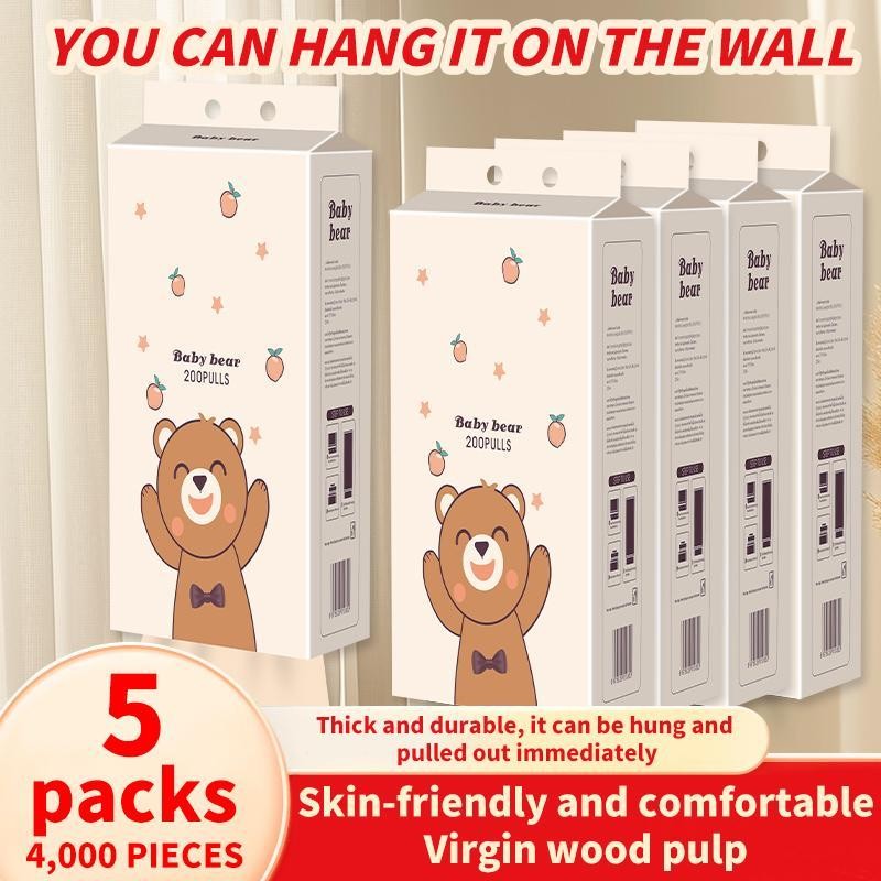 Dinomi 【5 Pack】 (Cute Hanging Tissue) 200 Sheets cheerful tissue AIR-cushion tissue  Comfort 3ply virgin wood pulp tisu