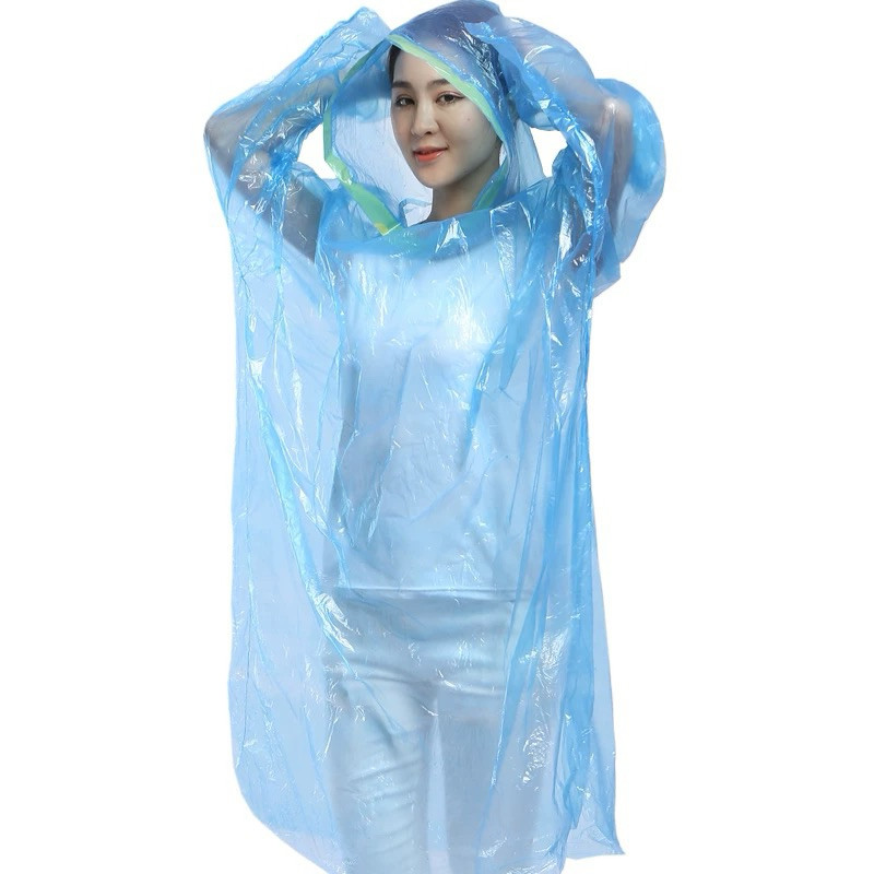 One Time Use Adult Disposable Raincoat Waterproof Clear Rainwear Outdoor Emergency Semi Rain Coat baju hujan 一次性雨衣