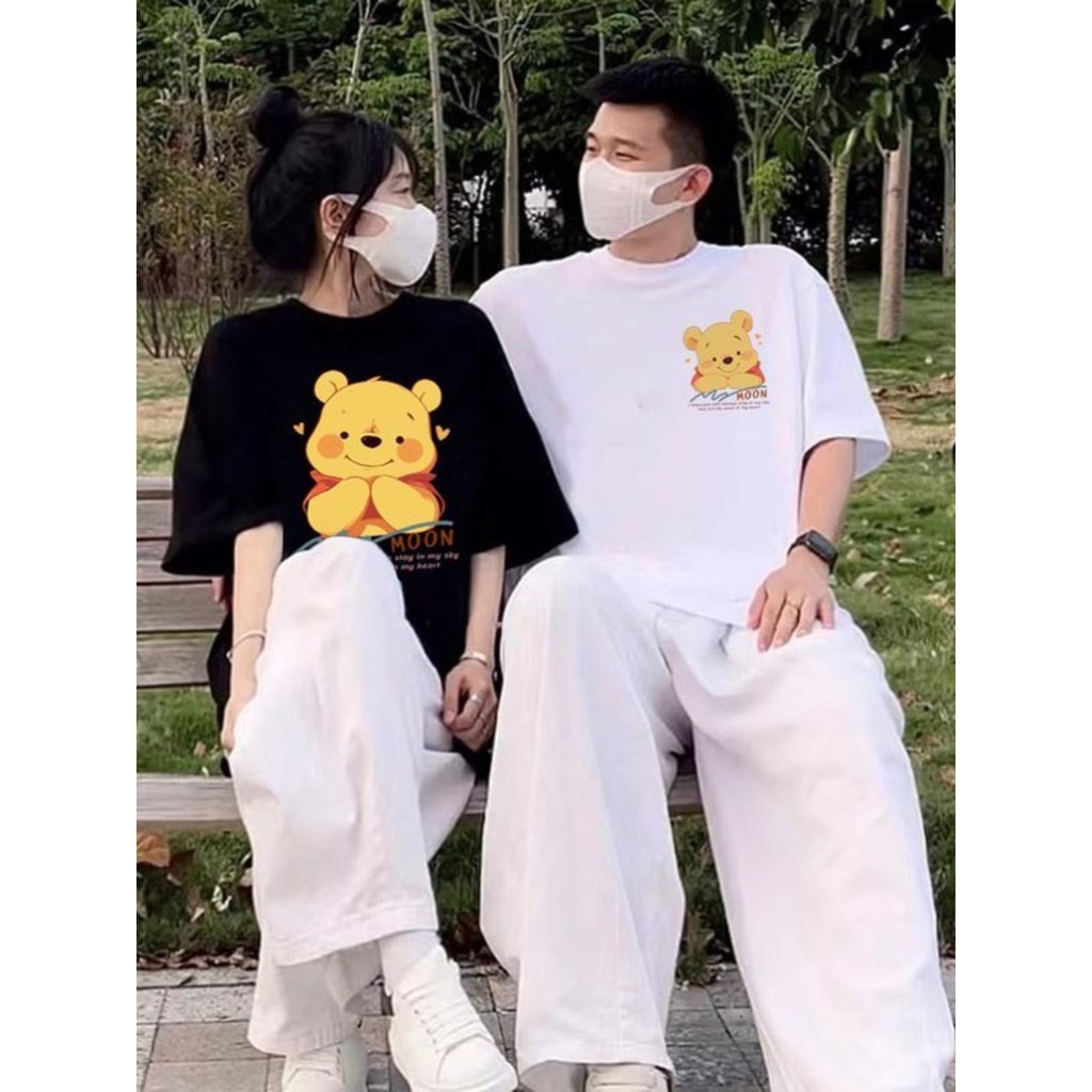 Special internet celebrity Winnie the Pooh couple Tshirt 2024 new trendy high-end unisex short sleeved tee