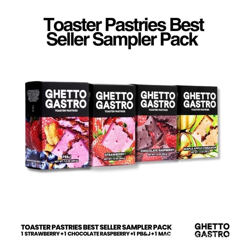 Ghetto Gastro Toaster Pastries penjual terbaik Sampler Pack | 1 Strawberry 1 Chocolate Raspberry 1 PB & J 1 MAC | 7.2oz | 4 kotak