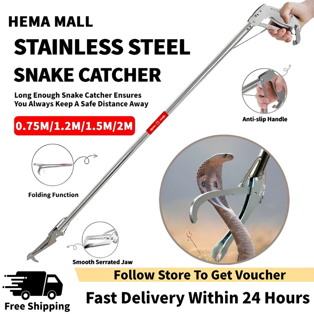 【Johor Stock】2M Snake Stick Catcher Heavy Duty Penangkap Ular Alat Tangkap Ular Snake Tong Long Handle Snake Clamp Penyepit Ular 不锈钢捕蛇夹