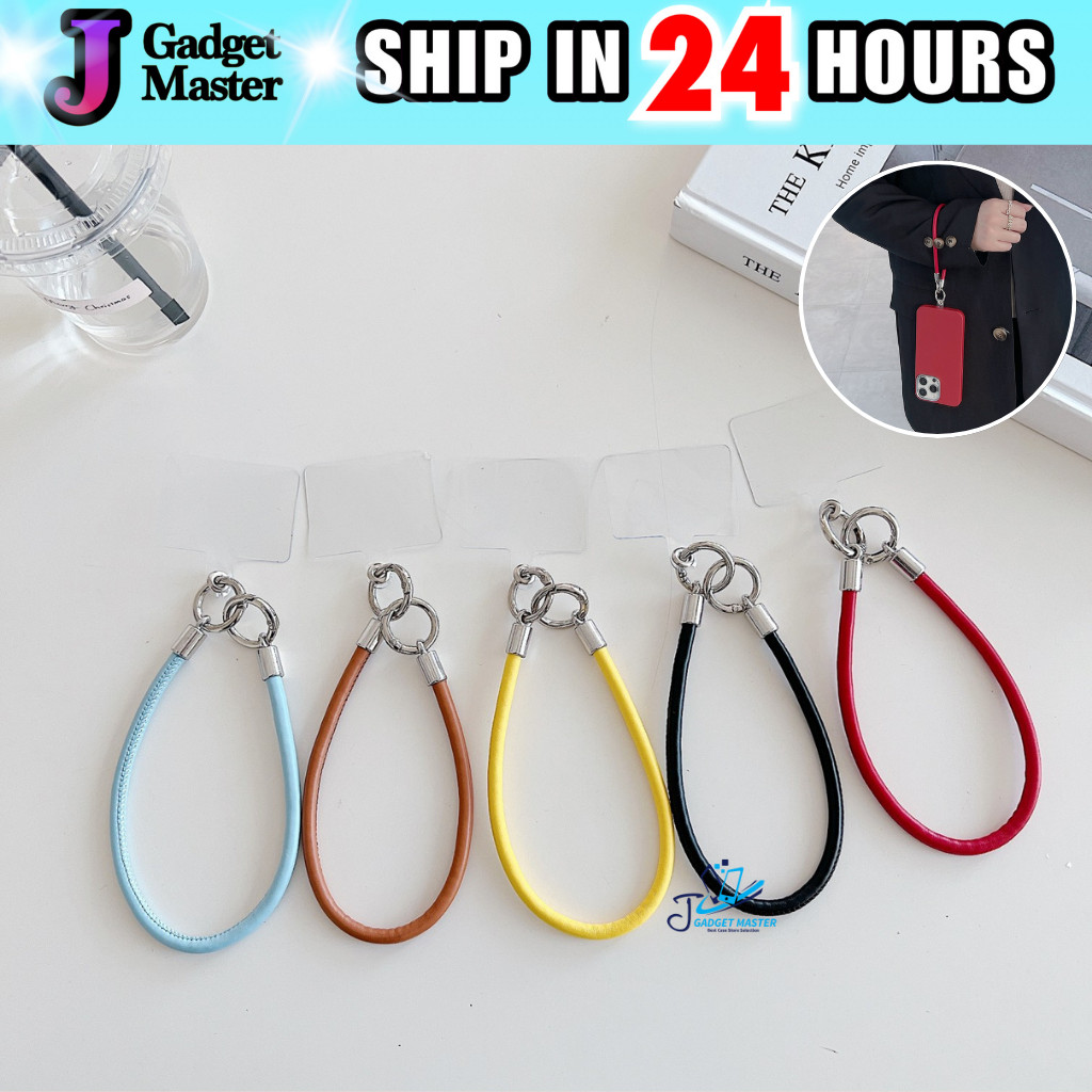 Fashion Acrylic Mobile Phone Leather Strap Chain Crystal Stone Bead Lanyard Hanging Short Chain