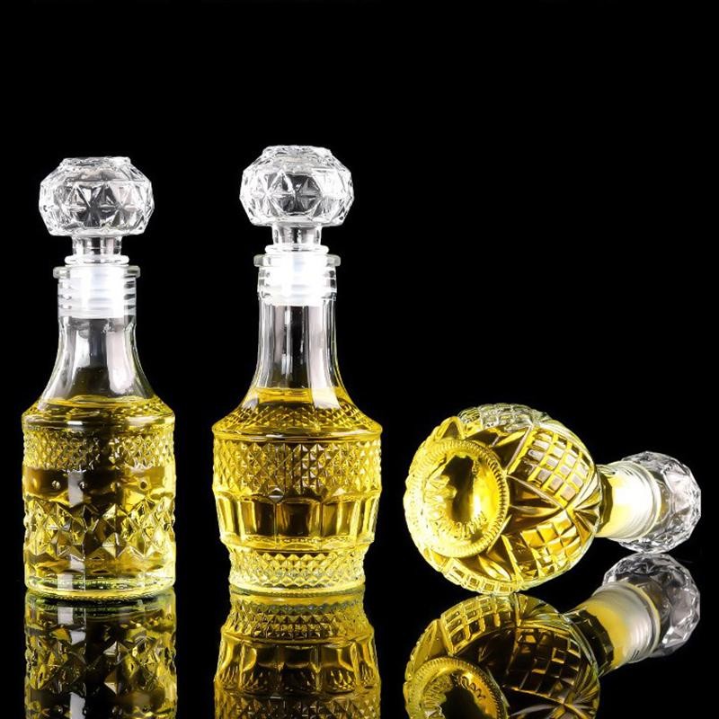 [CrownFamily] 1Pcs 50ml Transparent Small Empty Spirit Whisky Wine Bottle Mini Glass Alcohol Liquor Bottles With Screw Cap Whiskey Decanter [MY]