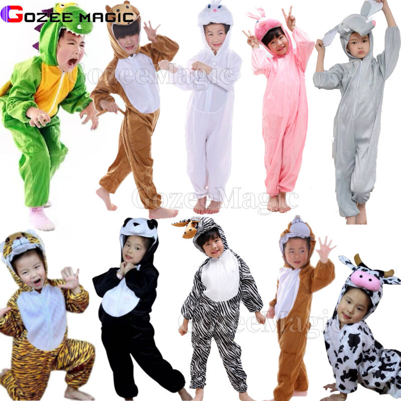 Animals Cosplay Costume Tiger Dragon Panda Rabbit Cow Elephant Fox Lion Bear Cartoon Pijamas Kids Boy Girl Jumpsuits Halloween Performance Costumes