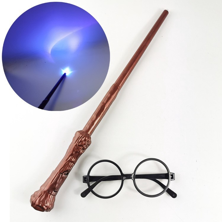 [Ready Stock] Harry Potter Toys Magic Wand & Glasses Glowing Sound Wands Cosplay Props Electronics for Kids Gifts