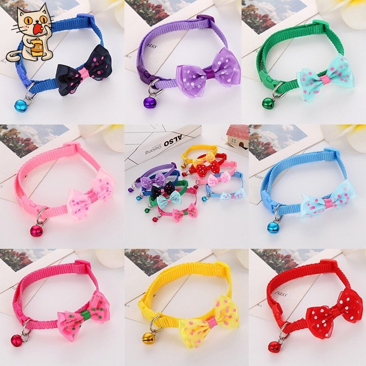 [ReadyStock] Pet Collar Adjustable Cat Dog Neck Bell Collar Rantai Leher Kucing Berloceng 宠物狗狗猫咪铃铛蝴蝶结项圈 Colorful Bow Tie