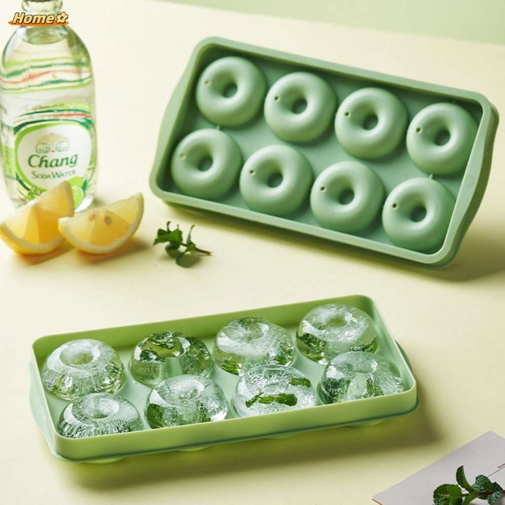 1Pc Funny Large Capacity Donut Ice Cube Mold with Lid Creative Juice Yogurt Ice Tray DIY Ice Maker Kitchen Supplies #Home