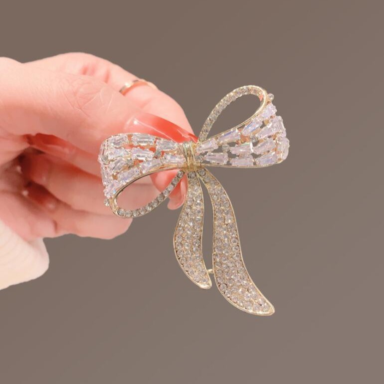 Bow Brooch Anti-glare Safety Buckle Classy Celebrity Suit Accessories Niche Alloy Corsage Badge