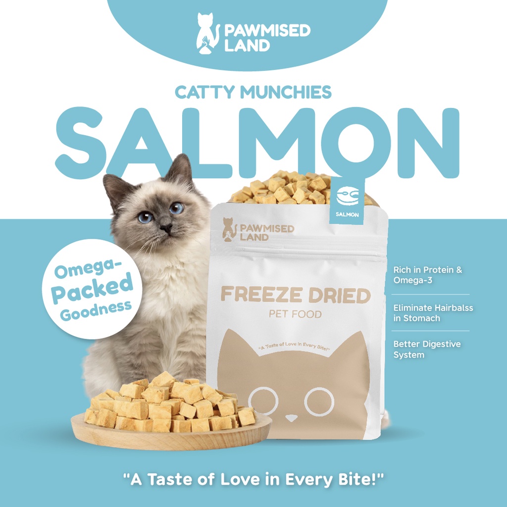PawmisedLand Catty Munchies - Salmon Freeze Dried Pet Food 125g Premium Treats Pet Food Cat Food Makanan Kucing