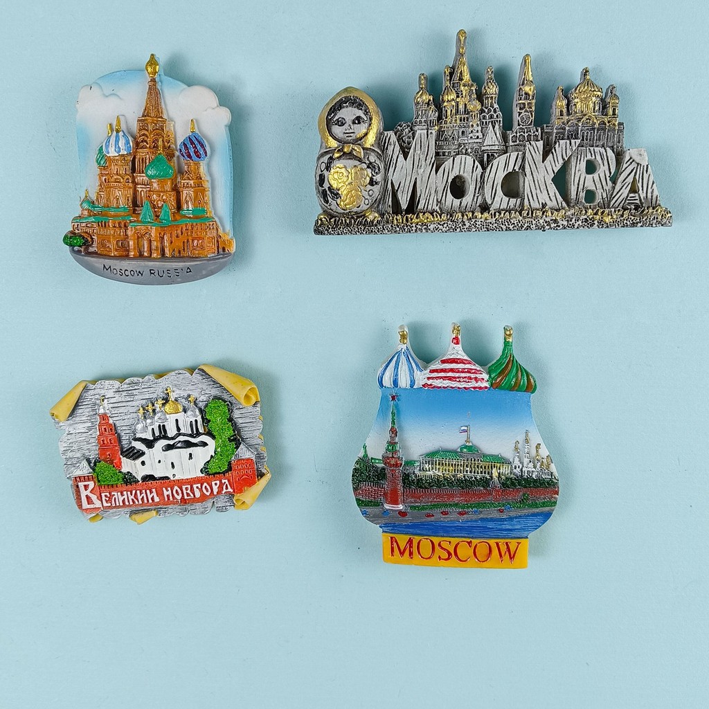 European European Russian Refrigerator Stickers City Tourist Souvenirs Ready Stock Three-Dimensional Handmade Creative Ornaments Home Decorations