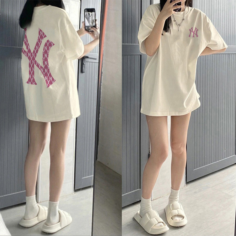 （✨24Hour shipping✨）Maise STUDIO Korean Brands Oversize version Pink letters NY Printed baju Women T-Shirt