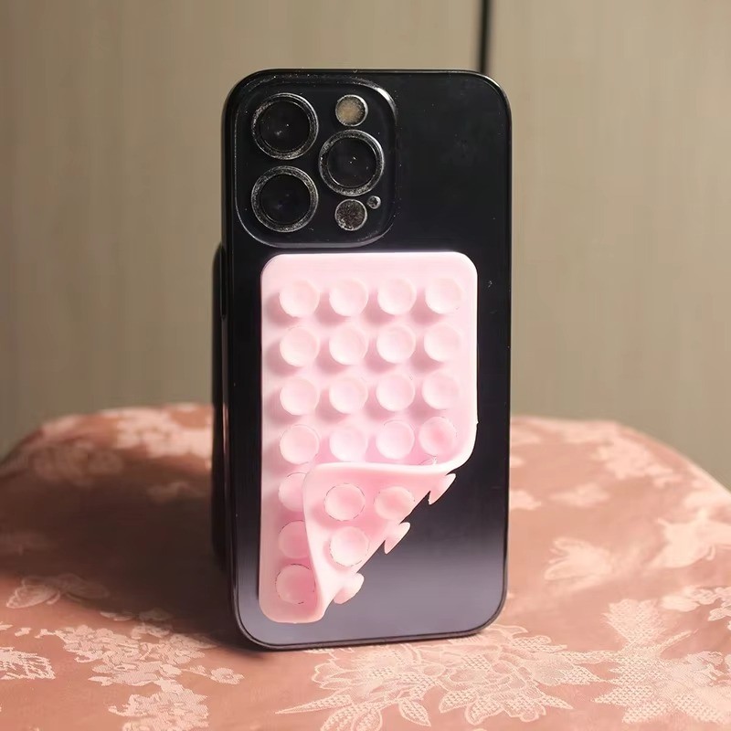Silicone Suction Cup Phone Case Mount - Double-Sided Hands-Free Strong Holder for iPhone Android for Car Mirror Kitchen Bathroom