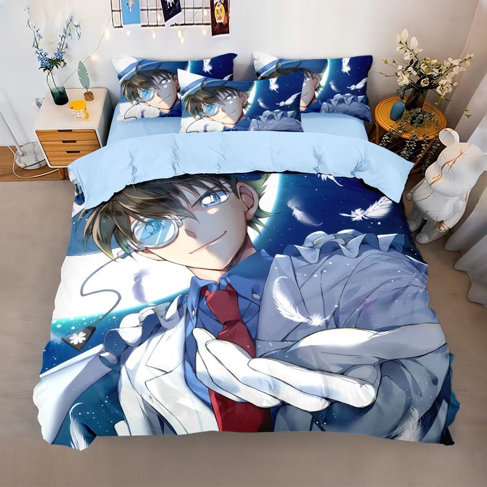 Detective Conan Brushed Four-Piece Set Children Two-Dimensional Quilt Cover Phantom Thief Kidd Student Dormitory Bed Sheet Bed