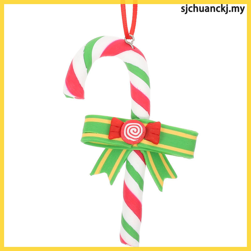 Desktop Cane Decor Christmas Candy Decoration Home Pendant Lollipop Tree Ornaments Xmas Polymer Clay Sweets Office sjchuanckj