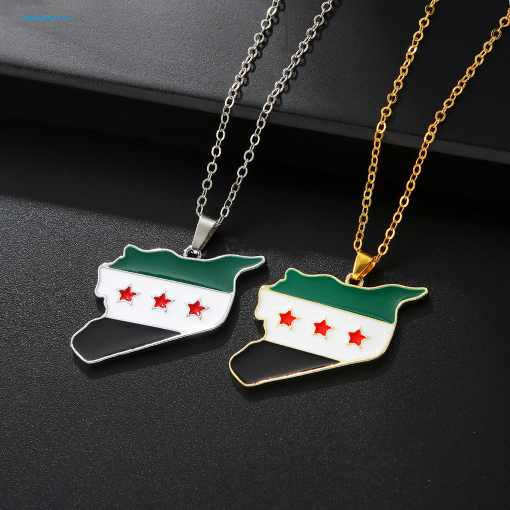 In Syria Necklace Handcrafted Syria Necklace Syria Flag Necklace Stylish Syrian Pendant Chain Jewelry for Men and Women Perfect Gift Idea from Syria 1 or 2 Pcs Available