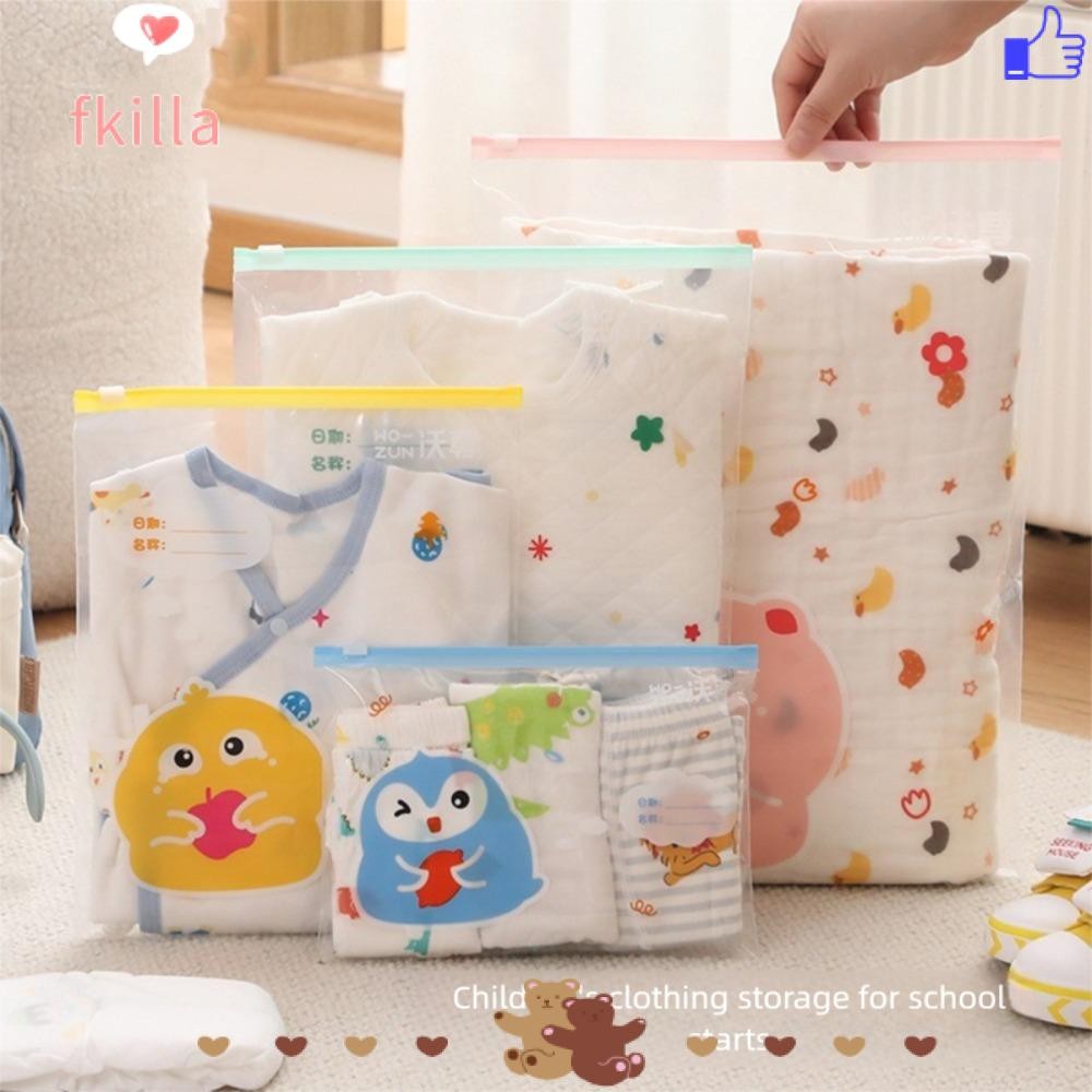 FKILLA1 5pcs Maternity Bag, Waterproof Multi-size Storage Bag, Portable Cartoon Thickened Packaging Zipper Bag Outdoor