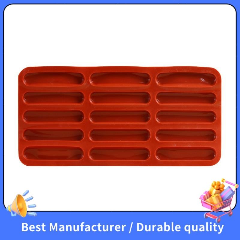 Tiramisu Finger Biscuit Silicone Mould,15 Cavities Cereal Bars Baking Mould,Chocolate Bar Mold, Long Strip Silicone Mold