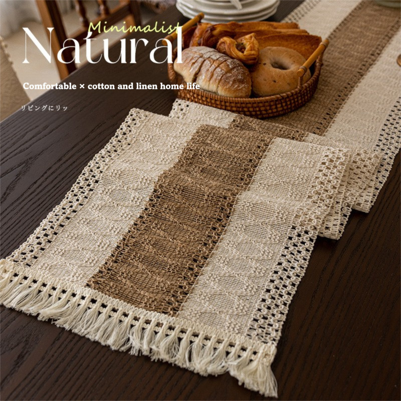 Japanese-Inspired Linen Table Runner - Handwoven Vintage Decor for Dining Table/Bedside/Coffee Bar | Eco-Friendly Multi-Purpose Home Textile with Fray-Proof Edges (Natural Woven Te