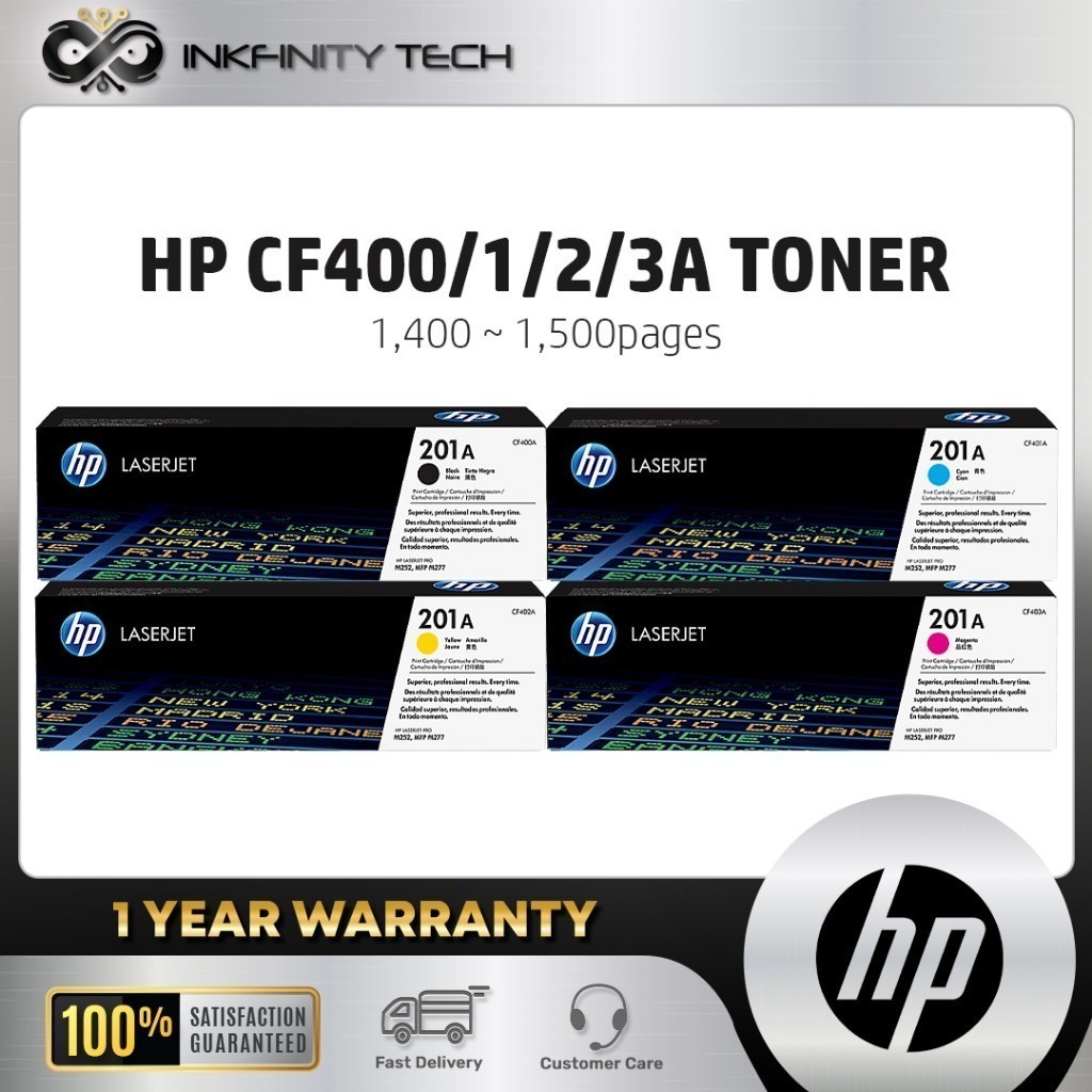 HP 201A CF400A CF401A CF402A CF403A Original Laserjet Color Toner Cartridge / BK 1.5k Pages / CMY 1.4k Pages / HP M252