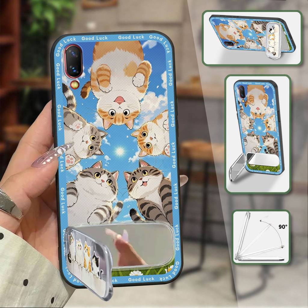 Kickstand Fashion Design Phone Case For VIVO NEX S Soft case Silicone Anti-knock Cartoon Back Cover Full wrap Phone Pouch three-dimensional Dirt-resistant Phone Holder Shockproof