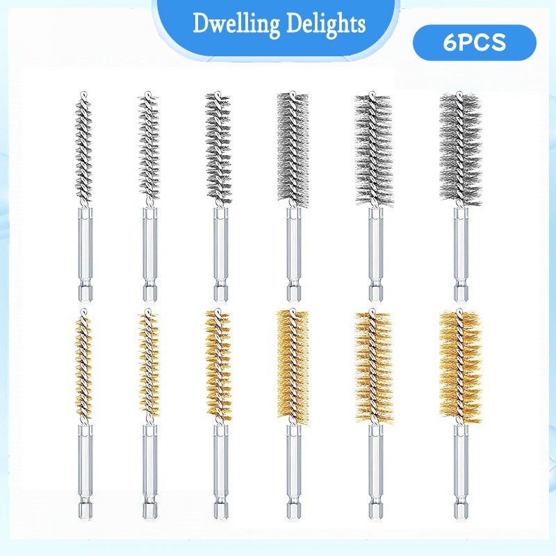 6PCS Multi-Specification Wire Brushes Steel Bore Wire Brush Set Twisted Wire Stainless Steel Cleaning Brush