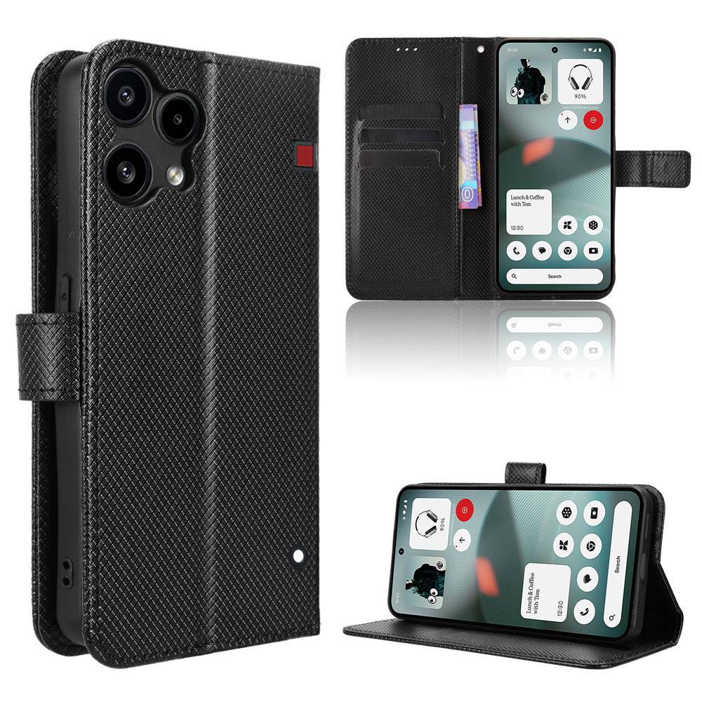 Fashion Diamond Flip Cover for Nothing Phone 3A Lite 5G Wallet Case Lanyard PU Leather Casing Card Slots