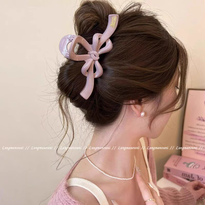 Bow Tie Grab Female Autumn Winter Large Hair Volume High-End Shark Clip 2024 New Hair Clip Back Headdress 6PBT