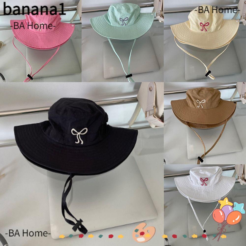 BANA Bucket Hat, Quick Drying Sunscreen Fishing Caps,  Breathable Solid Color Outdoor Camping Bow Strap Bucket Hats