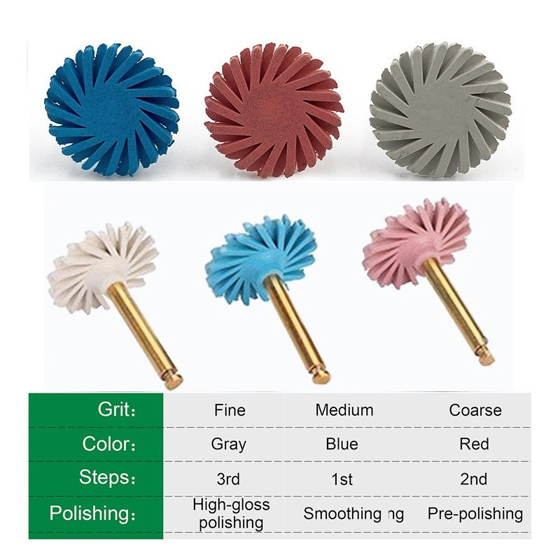 polishing heads discs system RA discs Spiral soft brushes 3 colors