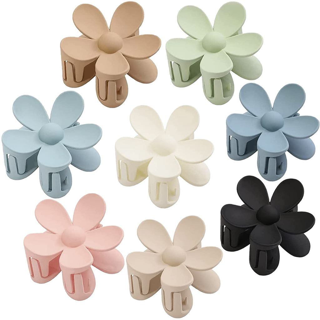 Flower Hair Clips 8PCS Hair Claw Clips For Women Thick Hair Matte Large Claw Clips Hair Jaw Clips Cute Big Dasiy Hair Clips Non Slip Strong Hold For Women Thin Hair, Hair Accessori