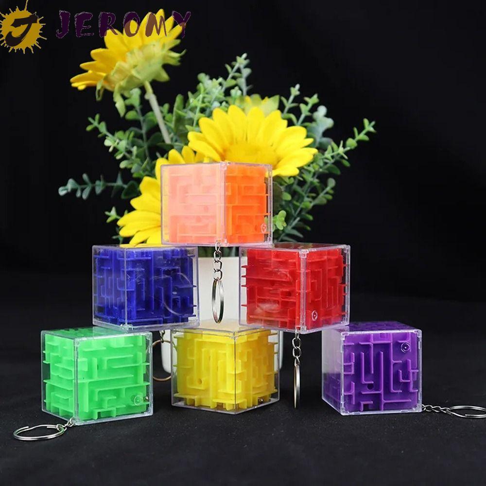 JEROMY 3D Maze Keychain, Intelligence Six-sided Maze Toys Keyring, Baby Shower Mini Balance Training Cube Rolling Ball keychain Gift Bag