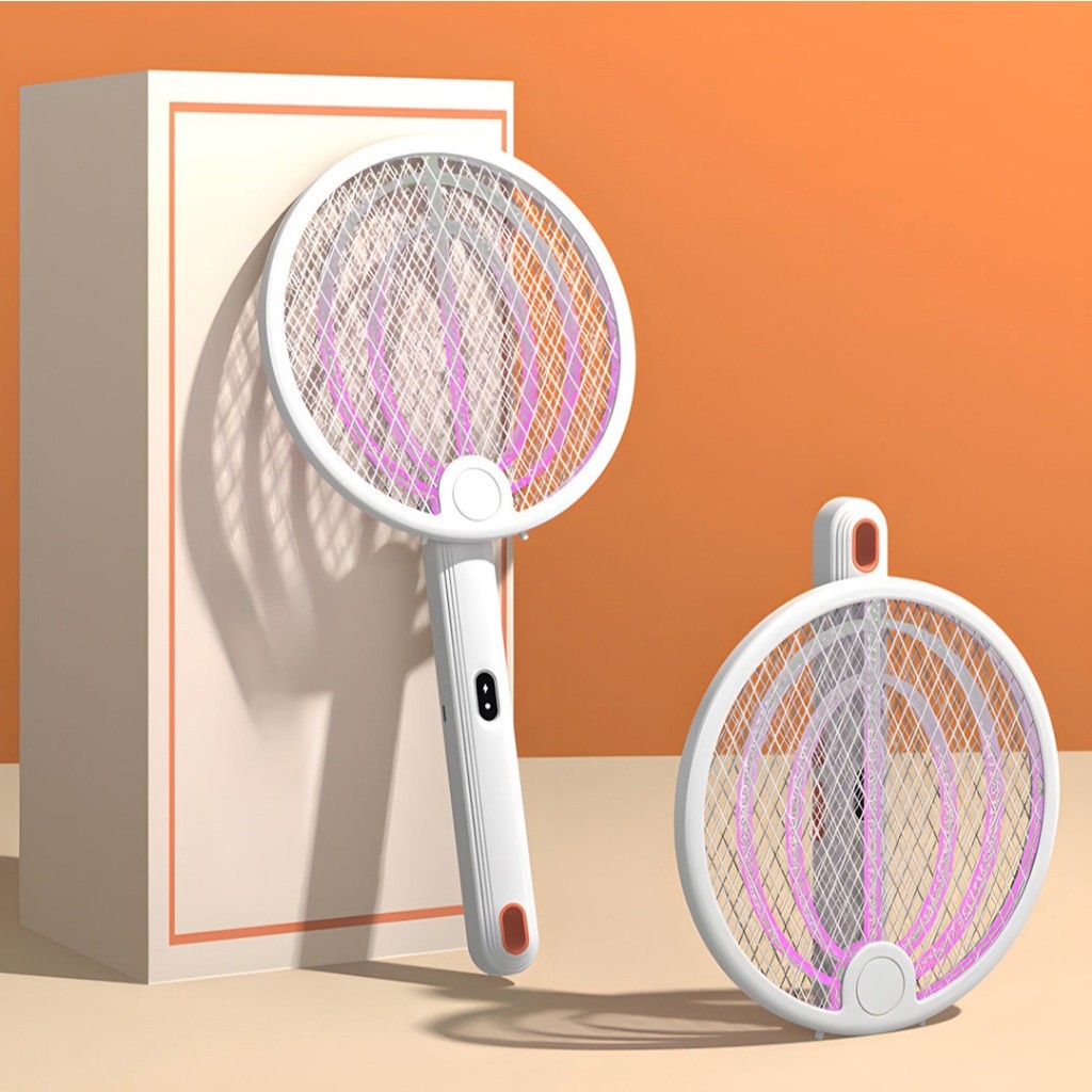 4-in-1 Folding Mosquito Swatter Electric Insect Racket USB Rechargeable Dual Modes Mosquito Swatters Kill Fly Bug