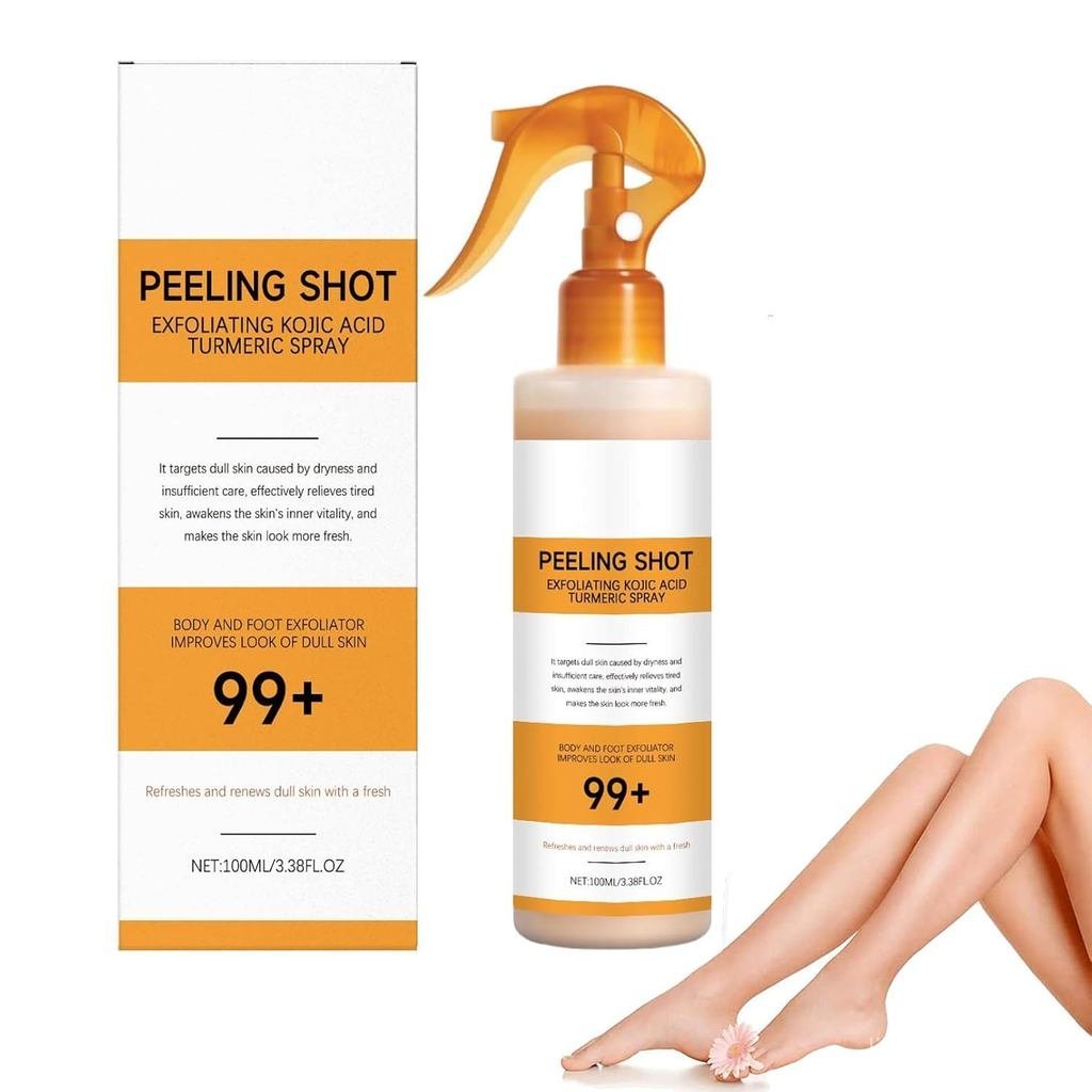 Peel Shot Keratin Care Kojic Acid Turmeric, Peel Shot Turmeric, Penyelesaian Pengelupasan Kulit - Penjagaan Badan Lembut untuk Kulit Licin, Terkelupas dan Bersinar, 3.38 Fl Oz (1Pcs)