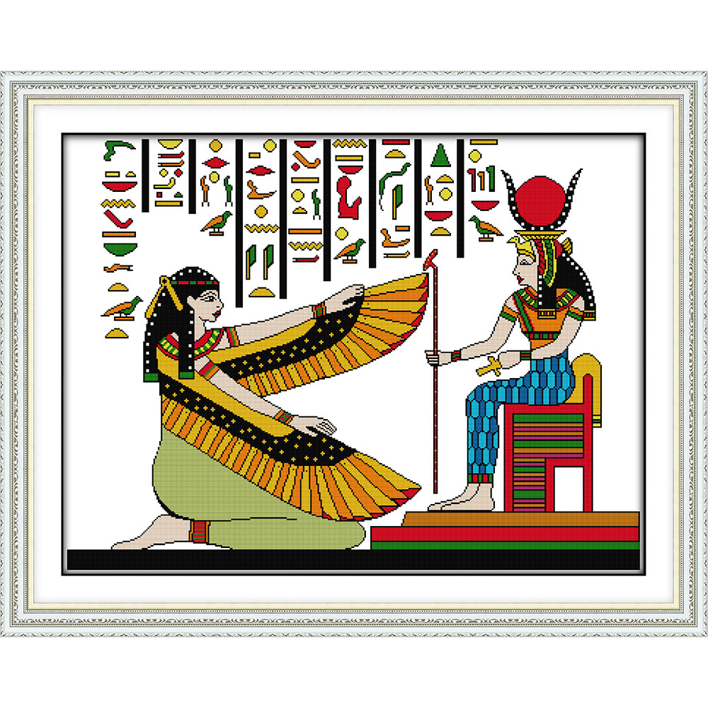 Joy Sunday Egyptian 2 Cross Stitch Kits 14CT 11CT Handmade Printed Unprinted DIY Needlework Embroidery Kit for Wall Display Décor Handicrafts