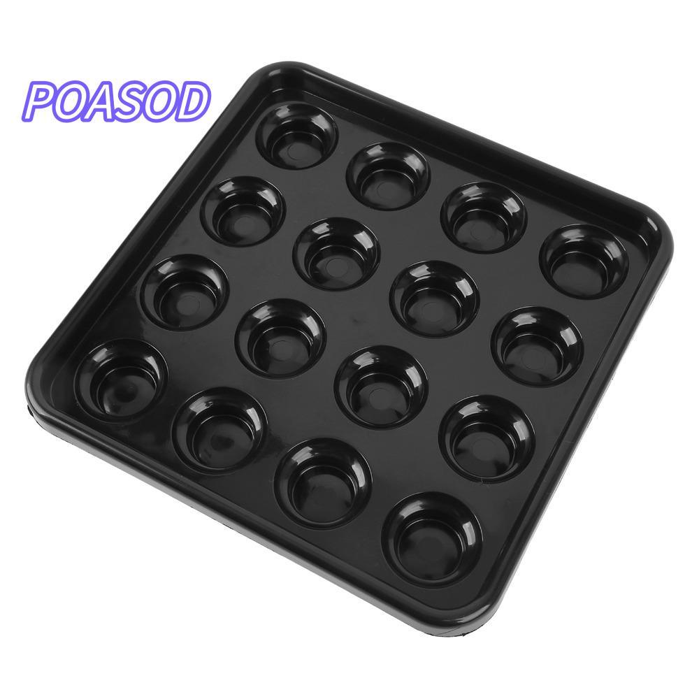 MAYSHOW Pool Ball Tray, Black 16 Holes Billiard Ball Tray, Billiard Accessories Plastic Billiard Storage Tray Club Use