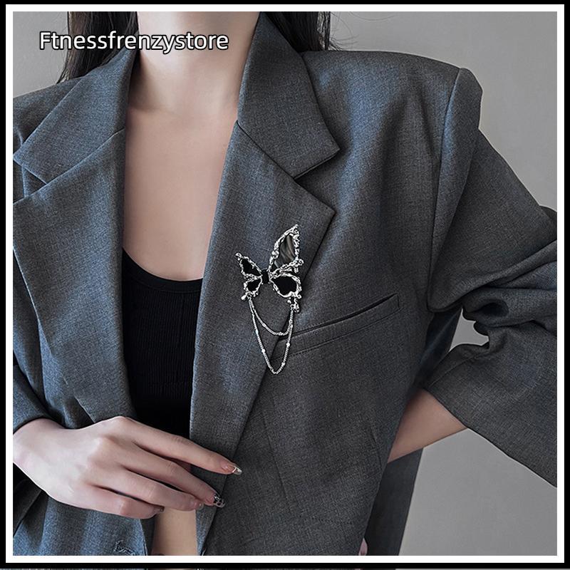 [FF] Fashion Metal Chain Butterfly Brooch sel Pendant for Women Men Lapel Pins Suit Badge Party Wedding Clothing Accessories Jewelry [TH]
