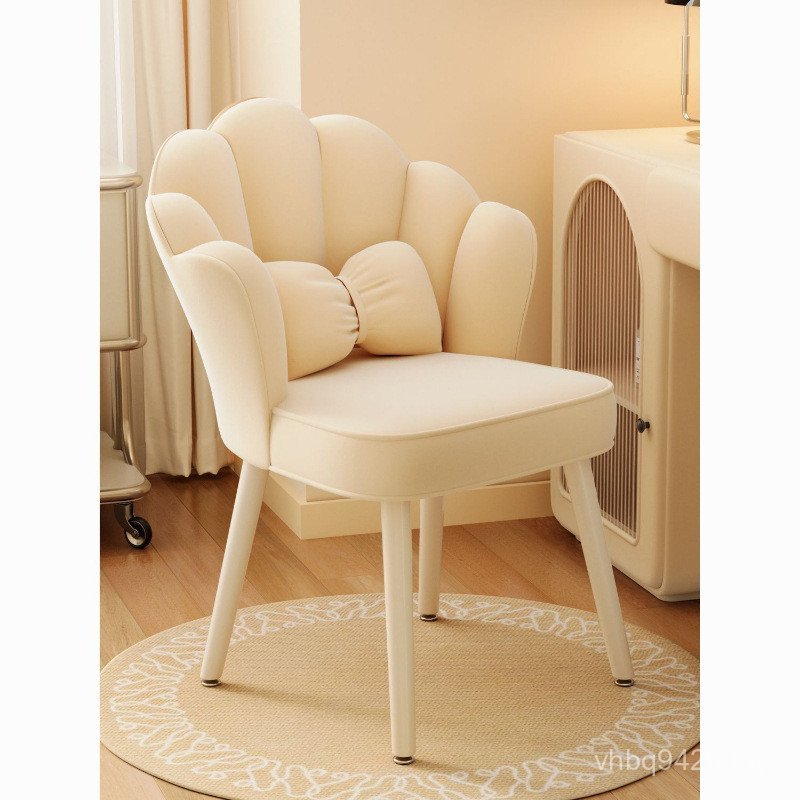 Girls Light Stool Net Dressing Table Red Makeup Household Chair Backrest Beautiful Simple Bedroom Dining Chair A High-End Luxury Chair G7YU