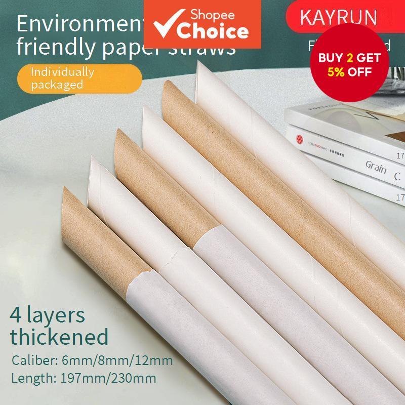 Eco-Friendly Compostable Biodegradable Straws 6x210Mm Durable Replacement For Tumbler Milk Tea Kids 100Pcs