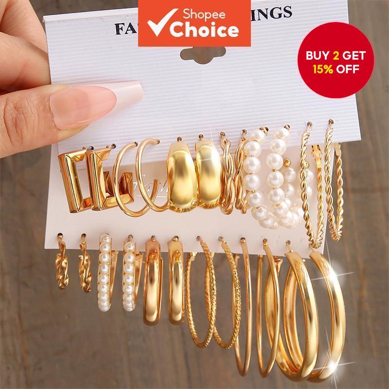 Vintage Gold Hoop Earrings Hypoallergenic Women Jewelry Gift Trendy Elegant Boho Style